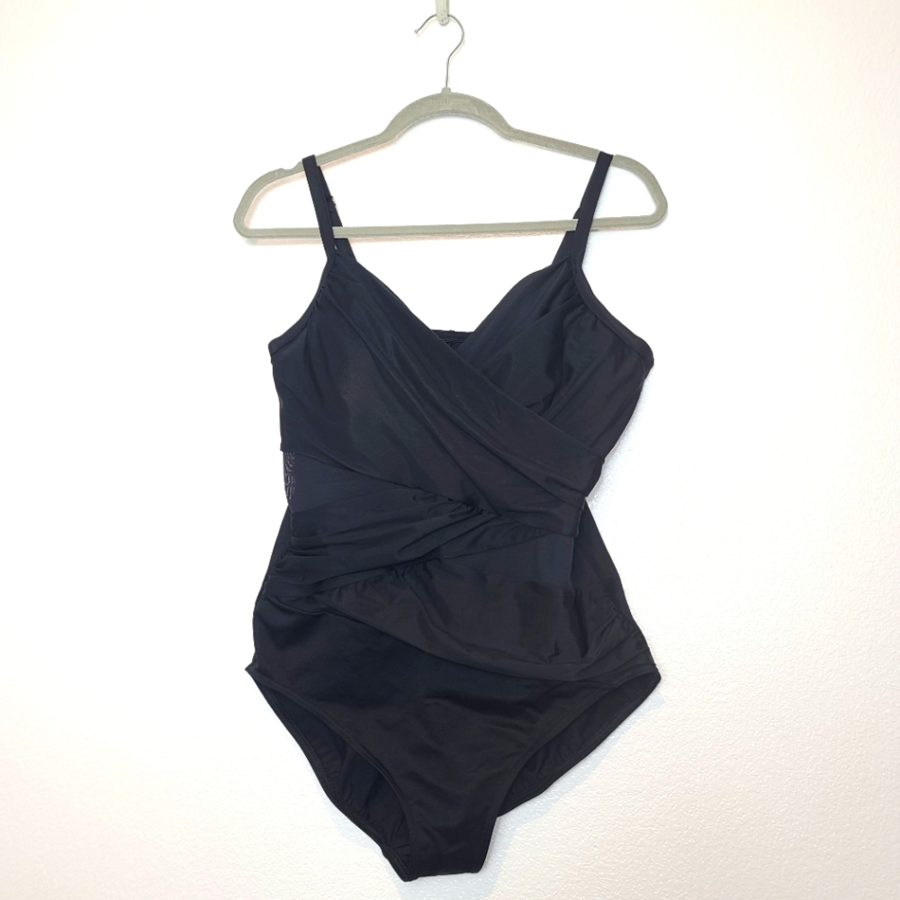 Miraclesuit Mystify Network One Piece Swimsuit In Black Size 16 - Picture 4 of 13
